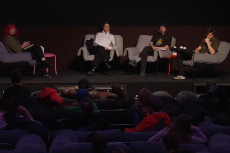Docmakers Sissel Morell Dargis, Bálint Révész and Dávid Mikulán discuss their craft with the CPH:DOX audience